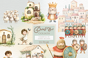 David and Goliath watercolor clipart, an Education Illustration by Invite to Clipart (Thumbnail 1 of 6)