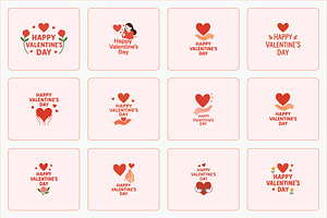 Valentine's Day Heart Logo Set, a Seasonal Illustration by Vectorium Studio