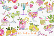 cocktail watercolor clipart set, a Decorative Illustration by Patishop Art (Thumbnail 2 of 10)