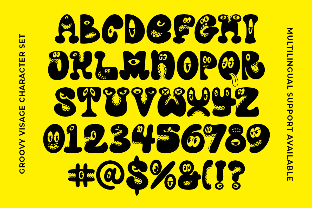 Groovy Visage Character Display Font, a Font by GroovyFontCo (Photo 7 of 7)