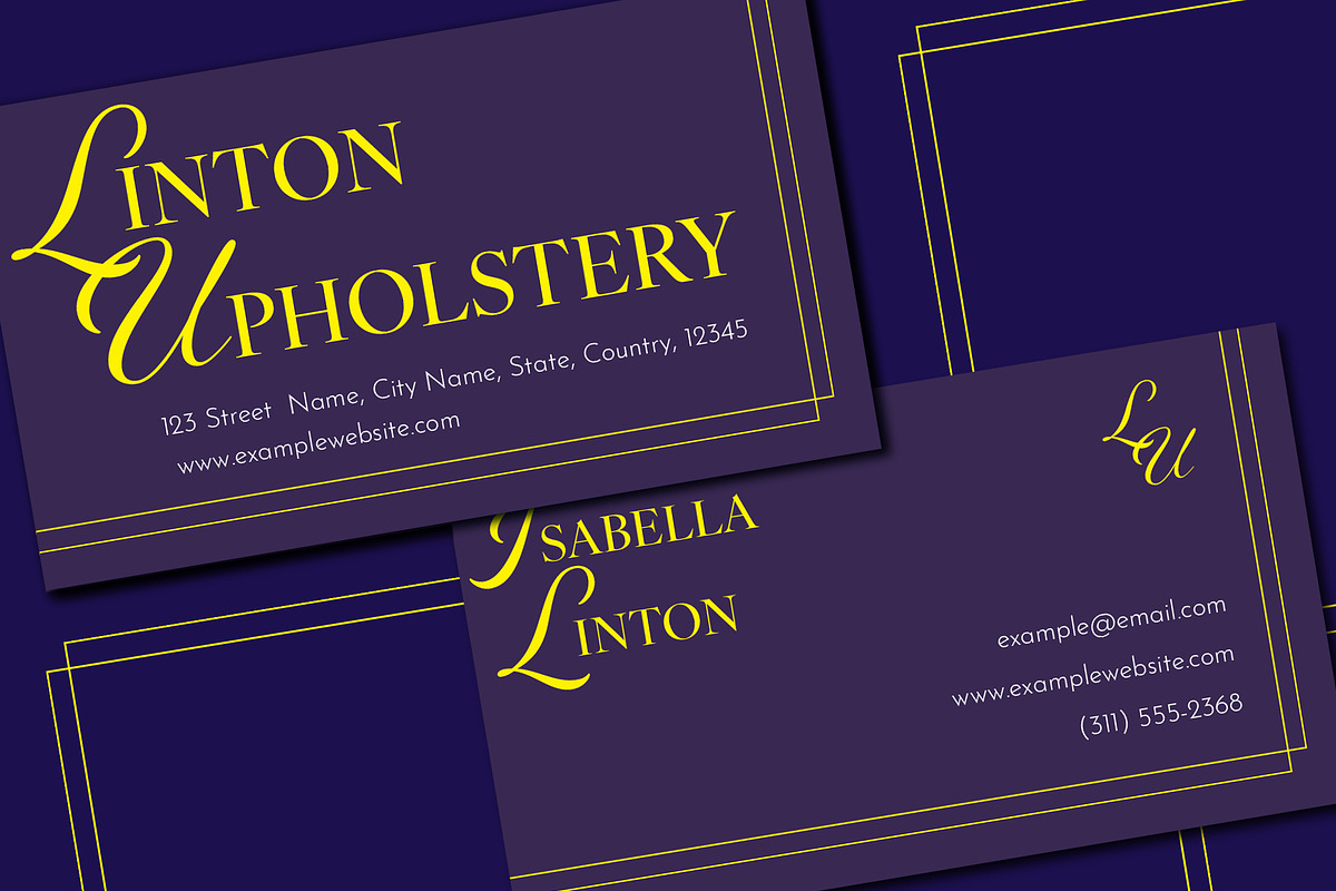 Purple Business Card Yellow Accents