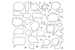 Speech Bubbles Thin Line Icon Set.