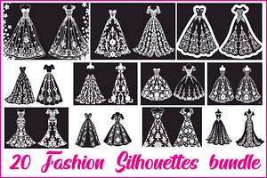 Fashion Dress Silhouette Bundle, an Illustration by BIPLOB EXPERT