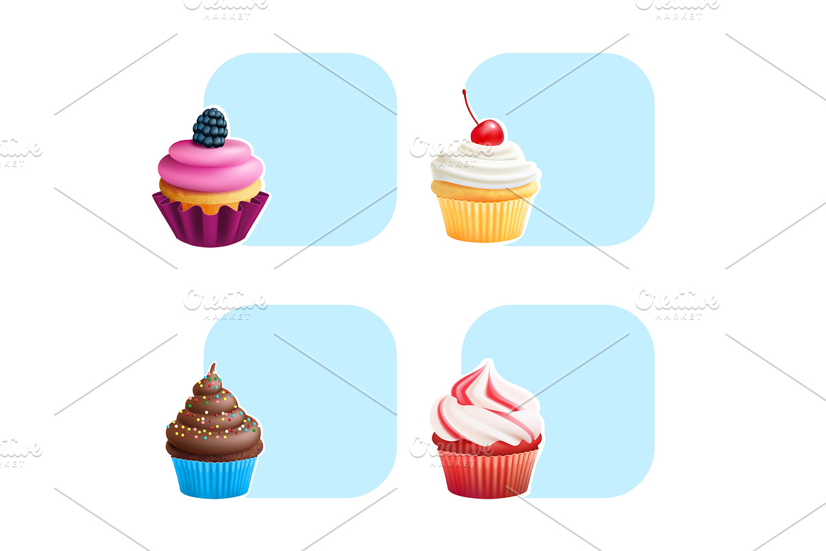 Cupcakes. realistic template of, an Illustration by Onyx
