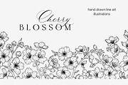 SAKURA - CHERRY blossom line art set, a Decorative Illustration by Madiwaso (Thumbnail 6 of 8)