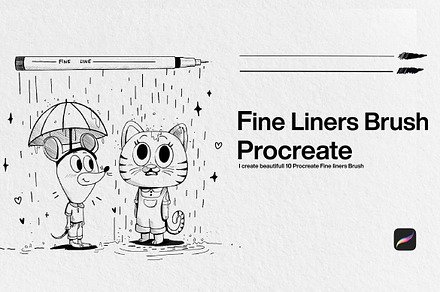 10 Fine Liner Brushes Procreate, a Brush Add-On by CCPreset