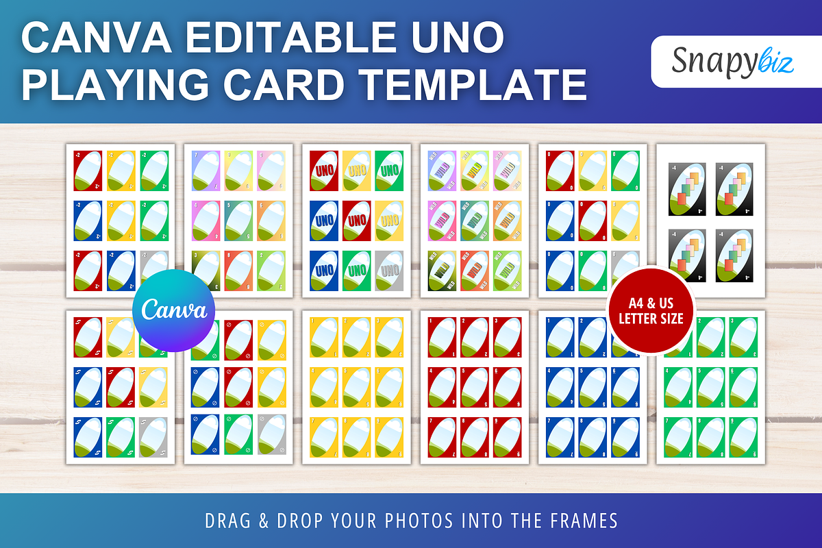 UNO Game Card Canva Editable PDF, a Card Template by Snapybiz (Photo 2 of 11)