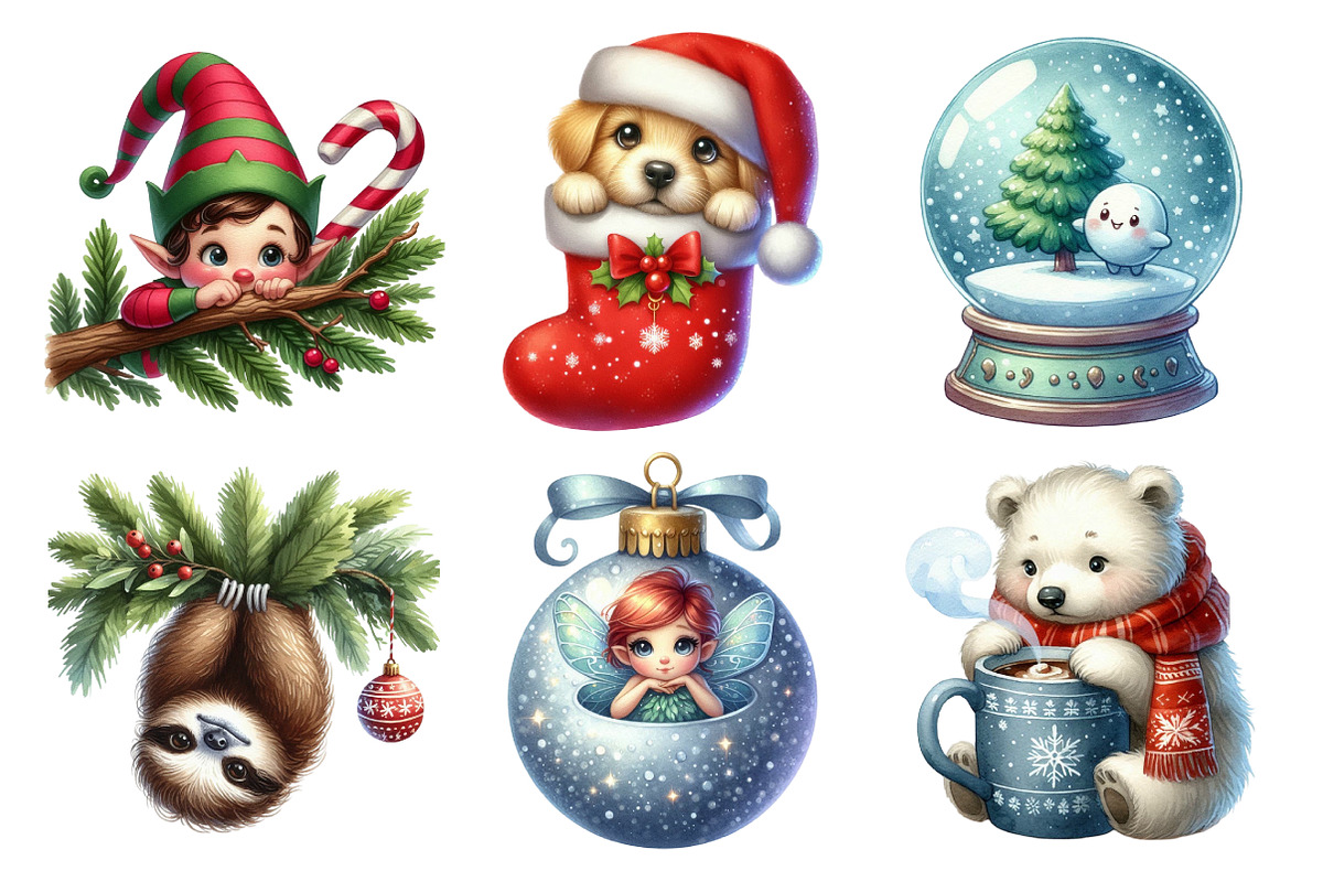 Peeking Christmas Sublimation Cipart, an Illustration by Daily.Designs (Photo 4 of 5)