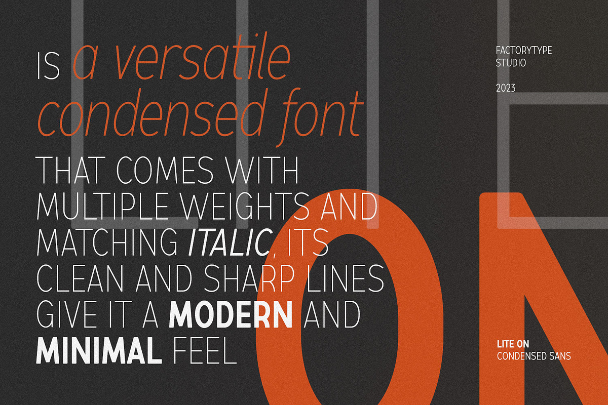 LiteOn Condensed, a Sans Serif Font by FactoryType Studio (Photo 2 of 12)