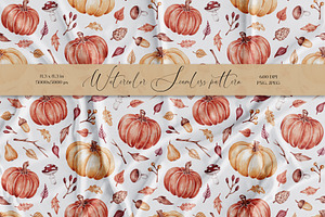 Watercolor Fall Pumpkins Pattern