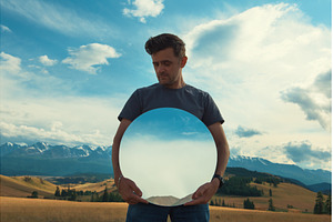 Man standing in in summer Altai, a Person Photo by Jan Jack Russo Media