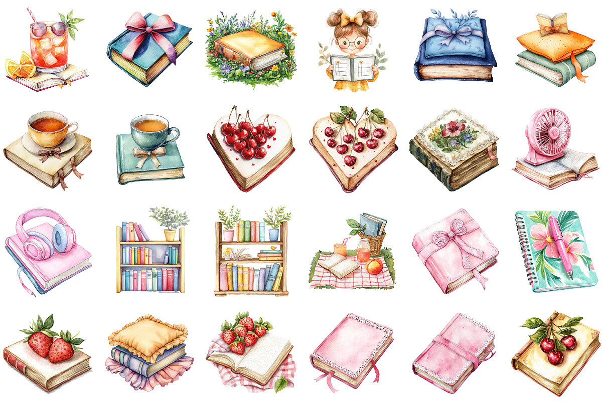 Coquette Summer Reading Clipart, an Illustration by Sublimation Artist (Photo 2 of 6)