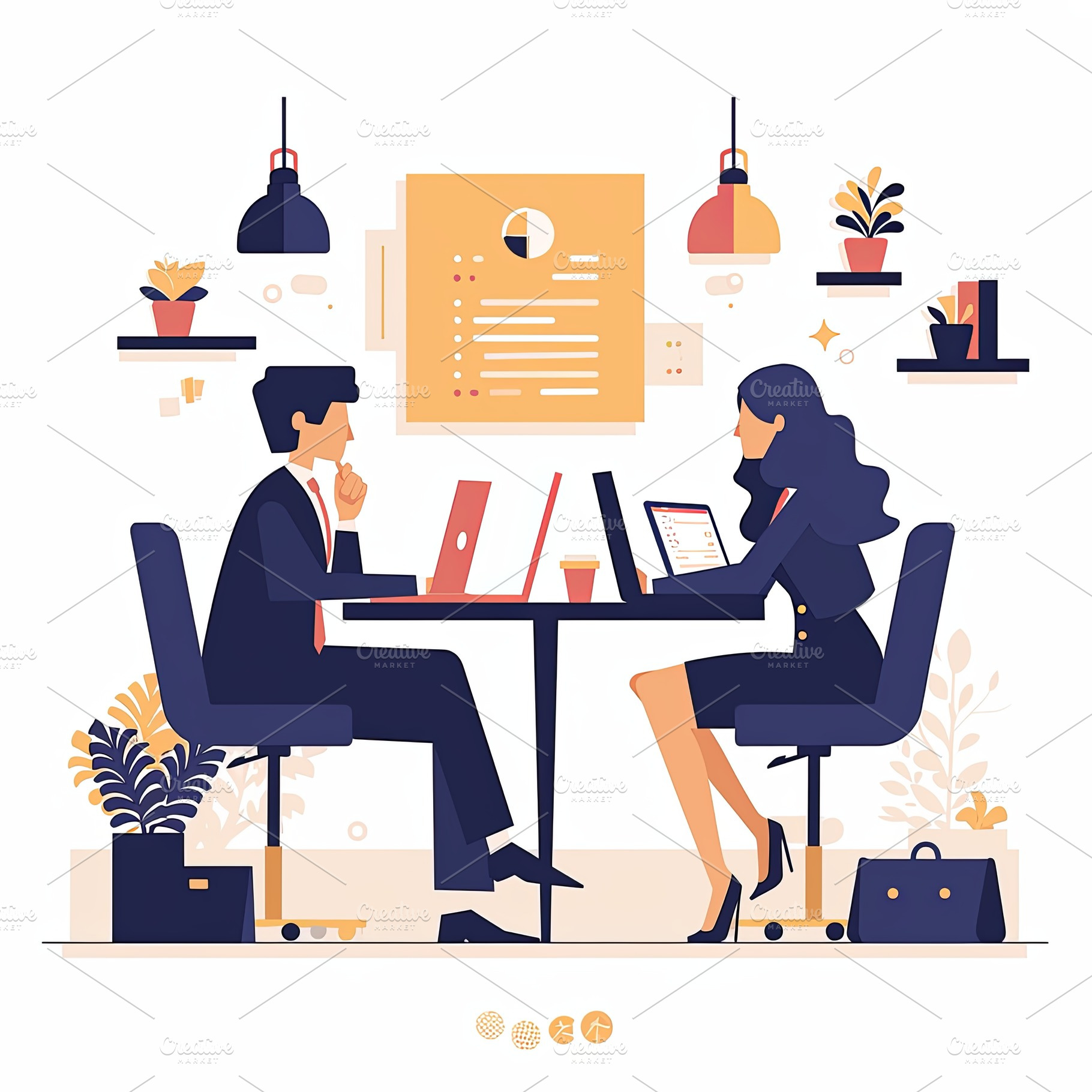 Two focused professionals collaborating in a modern office workspace setting, a Photo by AS photostudio