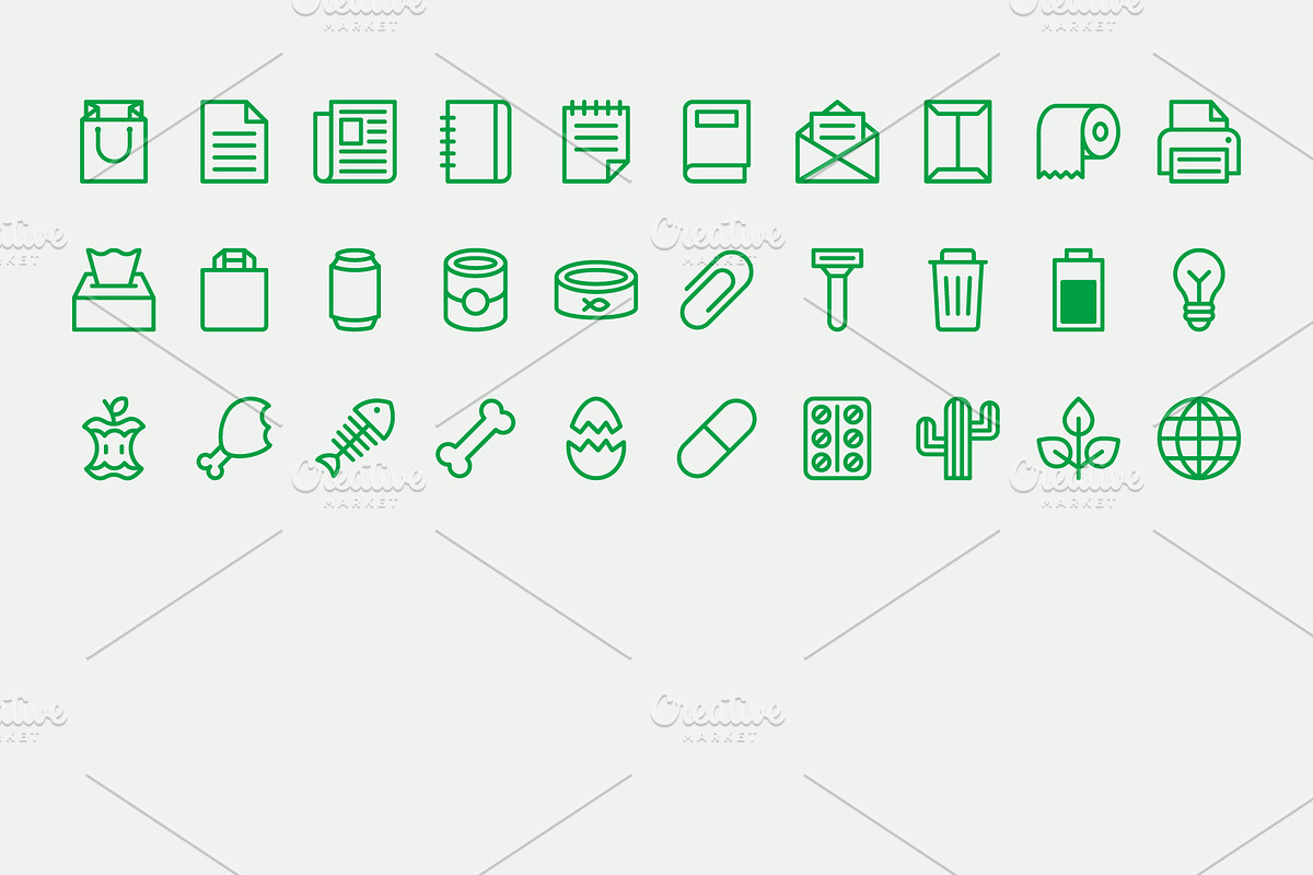 Waste Recycling Line Icons, an Outline Icon by Abstracto-Create (Photo 5 of 6)