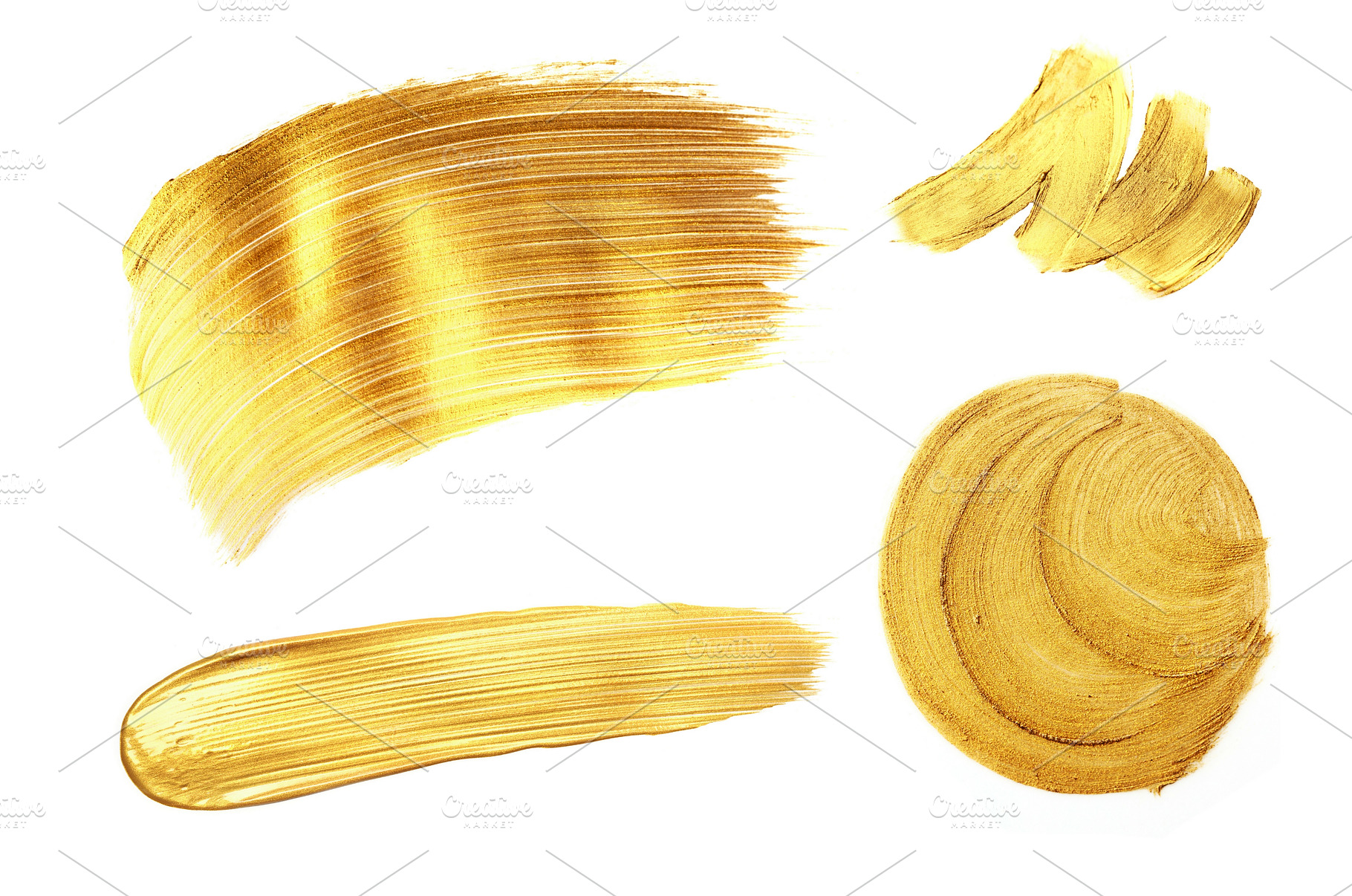 Set of golden paint strokes, an Abstract Photo by Anna Efetova