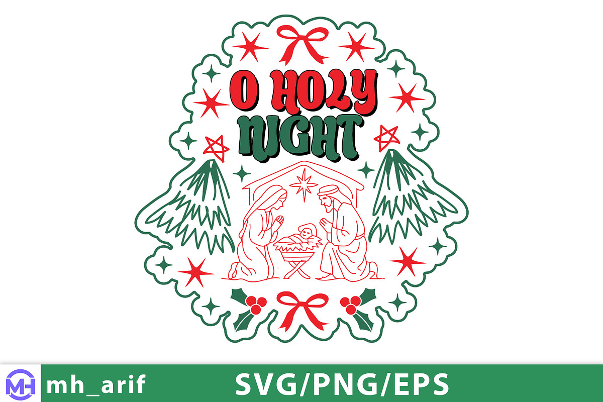 O Holy Night SVG Christmas Nativity, a Graphic by mh_arif (Photo 2 of 4)