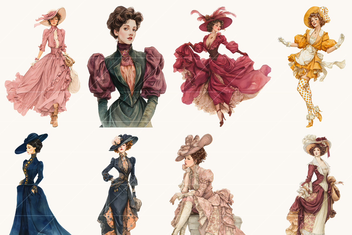 Victorian lady Clipart Bundle, a Person Illustration by BusyDaydesign (Photo 2 of 9)