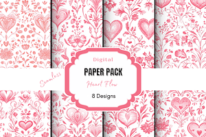 Pink Heart Toile Print, a Pattern Graphic by Paper & Pattern Studio