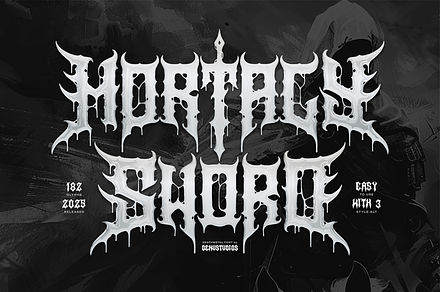 Mortaly Sword | Death Metal Typeface, a Blackletter Font by Denustudios