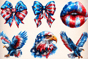 Watercolor 4th Of July Clipart, an Illustration by Digital Artistic99 (Thumbnail 2 of 9)