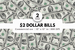 Two Dollar Digital Papers, Tileable, a Pattern Graphic by NorthWindPixels