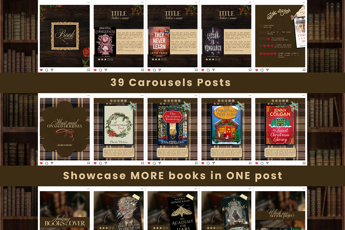 Bookstagram Dark Academia Template, a Social Media Template by PixelBloomClub (Photo 2 of 8)