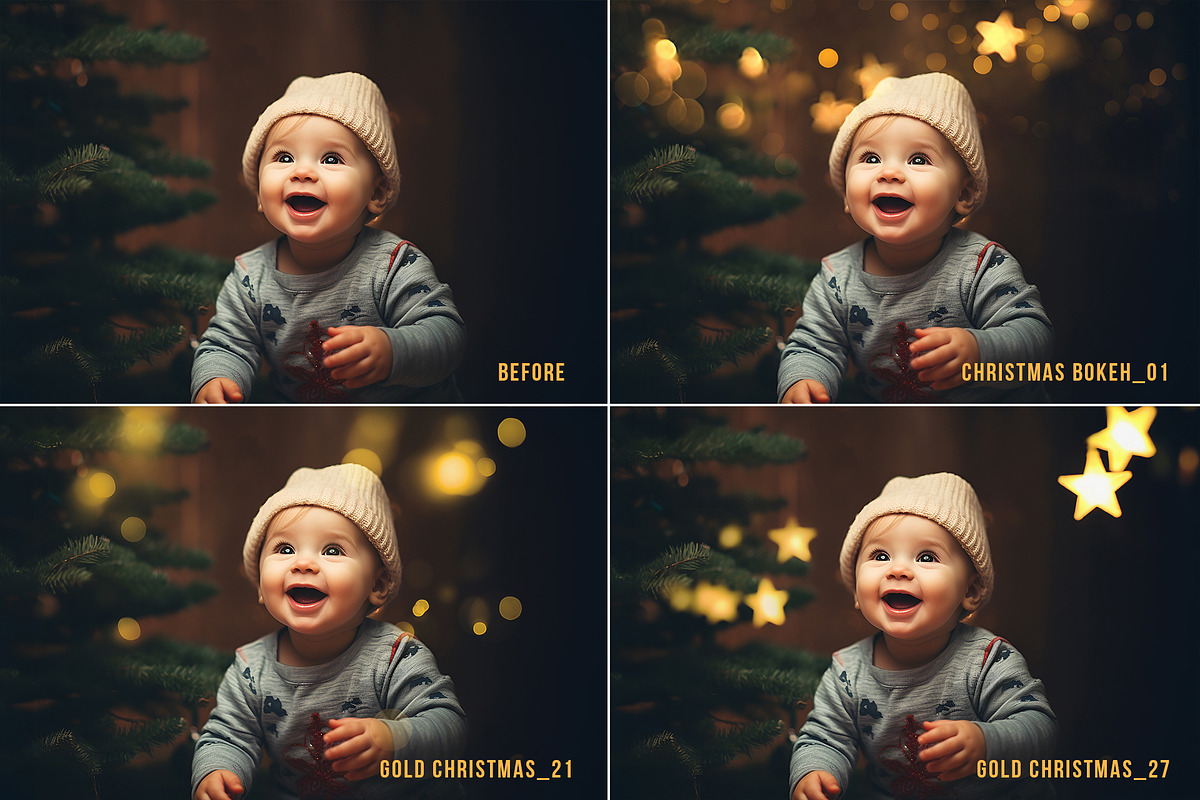 30 Christmas bokeh overlay PNG, an Action Add-On by Walllow Creatives (Photo 4 of 7)