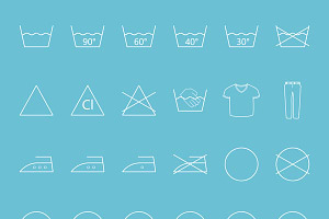 Washing and ironing icons set