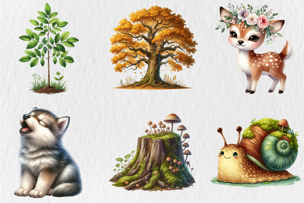 Woodland Animals Clipart, a Seasonal Illustration by Rose Art (Photo 2 of 5)