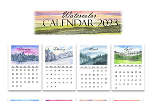 Watercolor Printable Calendar 2023