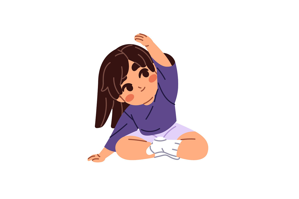 Cute kids doing sports exercises set, a Person Illustration by PaperTrident (Photo 9 of 13)