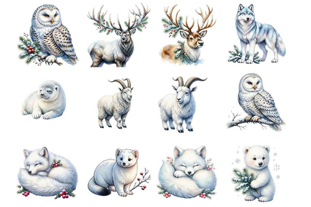 Watercolour Winter Arctic Animals, a Seasonal Illustration by fashionaddict (Photo 4 of 7)