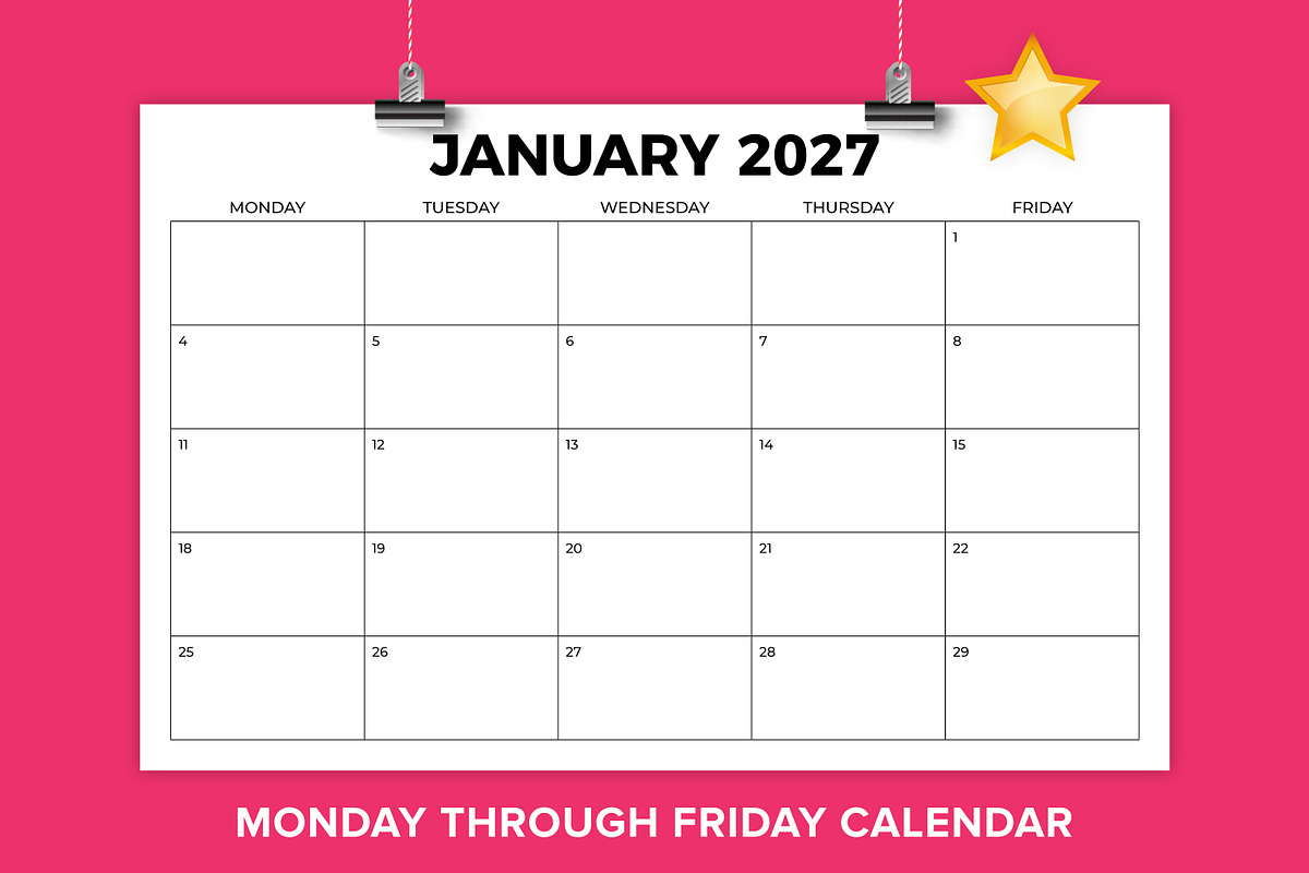 2027 11x17 Inch MON-FRI Calendar, a Stationery Template by Running With Foxes (Photo 1 of 5)