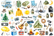 Watercolor camping clipart Hiking, an Object Illustration by Art and Funny (Thumbnail 2 of 3)