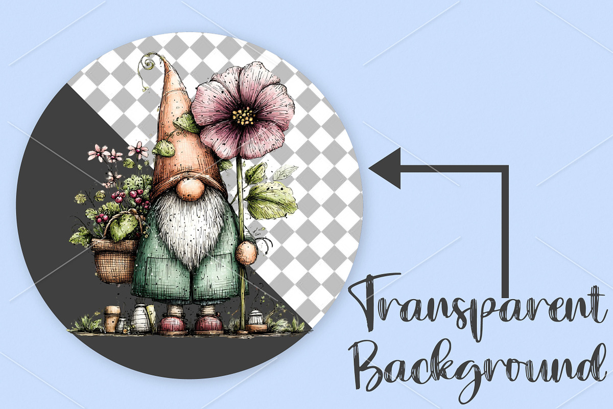 Watercolor Spring Gnome Clipart PNG, an Illustration by Canvas Craft (Photo 2 of 7)