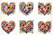 Flower Hearts Valentines Day Clipart, an Illustration by DreamCafeArt (Thumbnail 4 of 5)