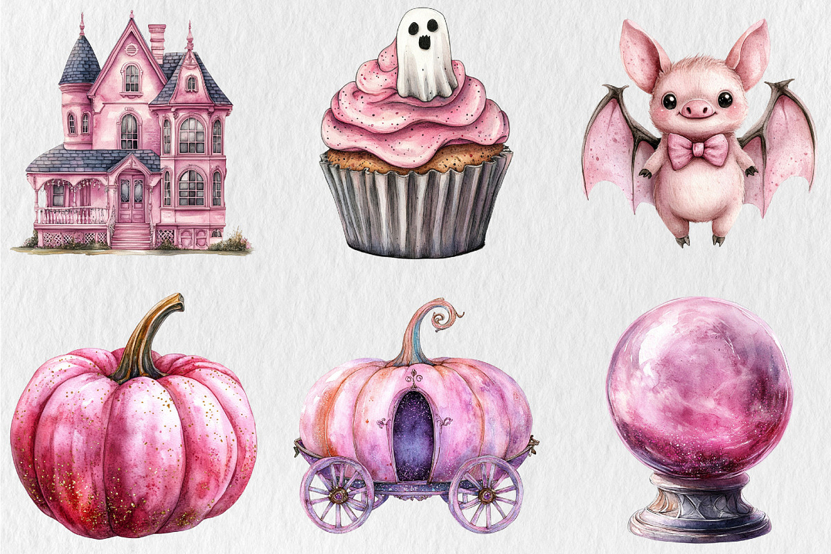 Pink Glitter Halloween Clipart, an Illustration by Rose Art (Photo 3 of 5)