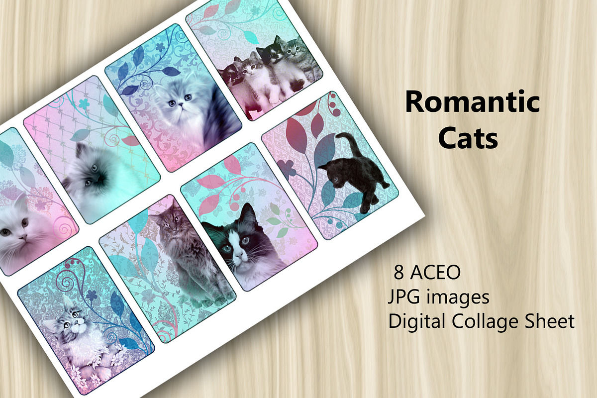 Collage Sheet - Romantic Cats, a Print Template by Kseniya-Omega (Photo 1 of 3)