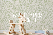 PSD Wallpaper Mockup In Nursery Room, a Mockup by First Impression Mockups (Thumbnail 1 of 4)
