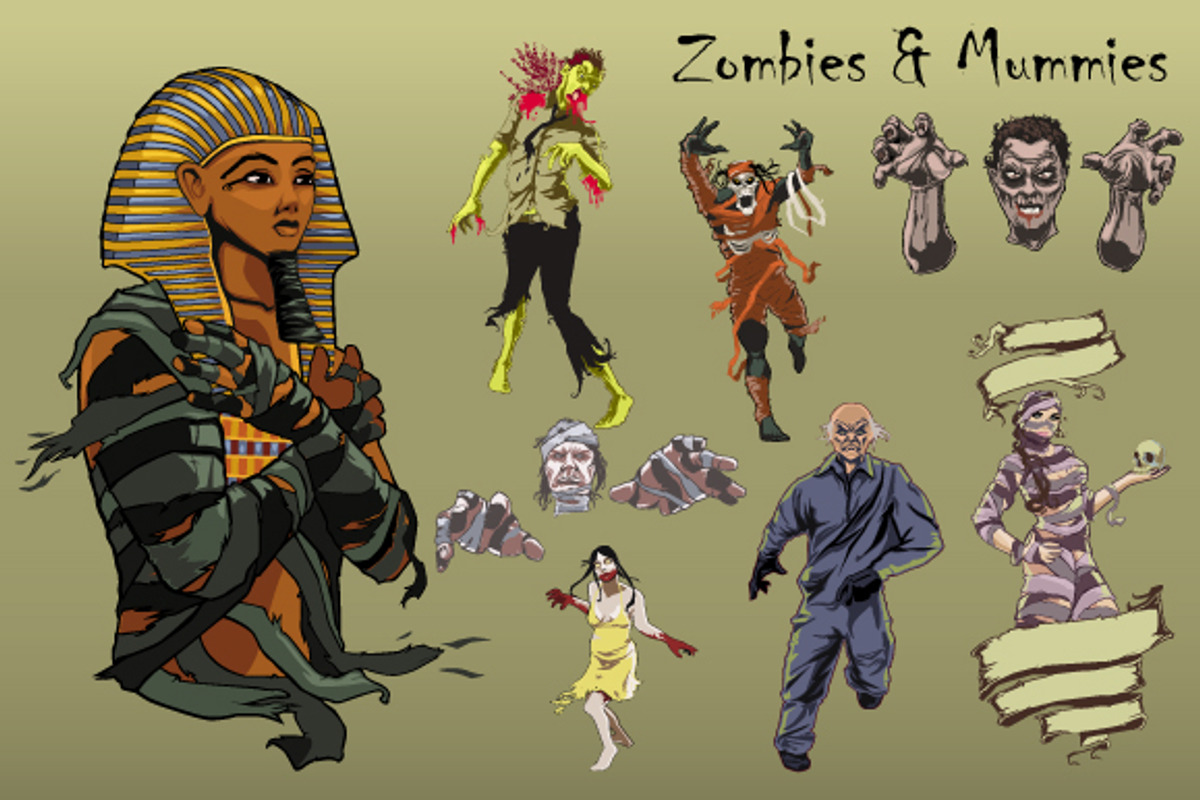 Zombies and Mummies, an Illustration by SteveKnerem