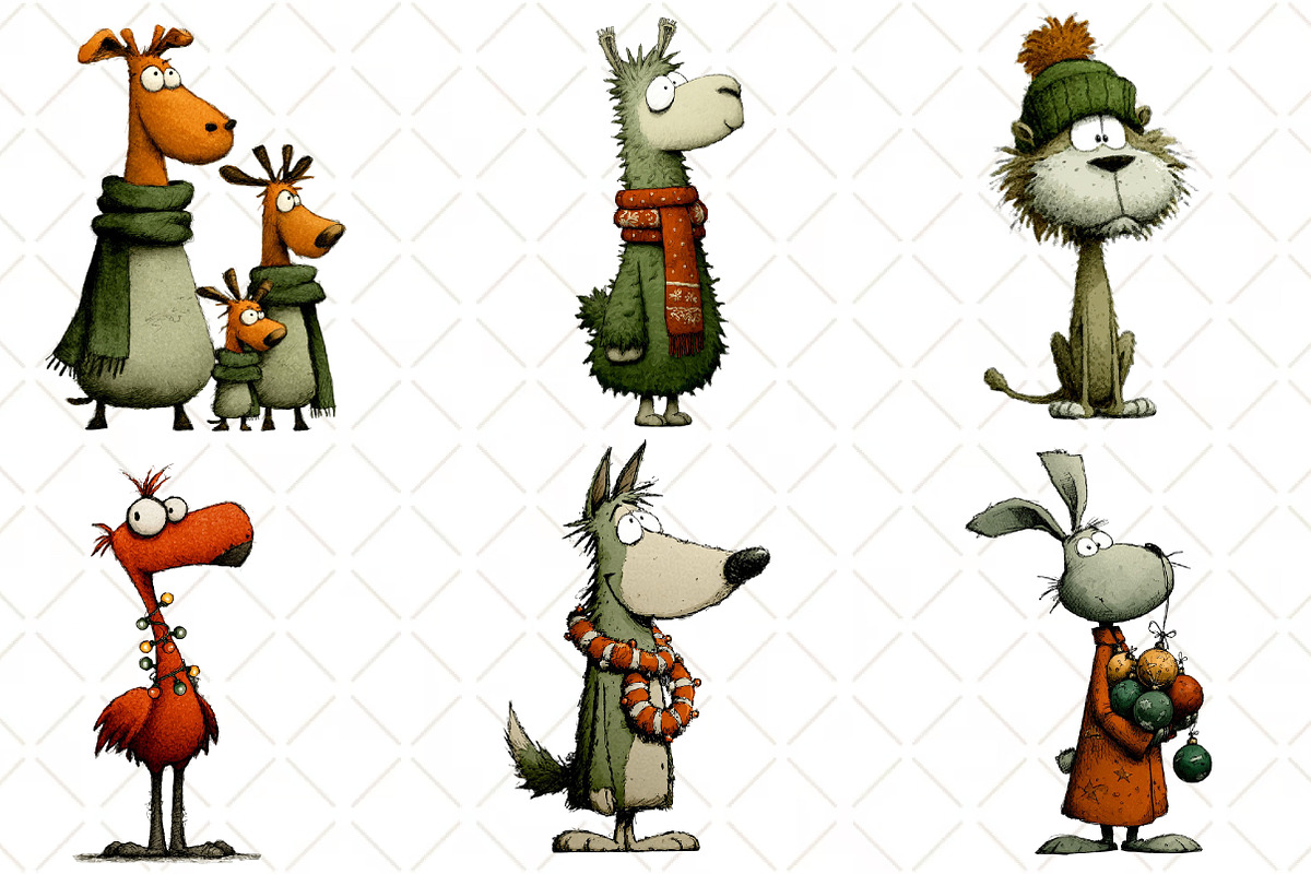 Hand Drawn Christmas Animals Clipart, an Illustration by Black Bird Studio (Photo 4 of 6)