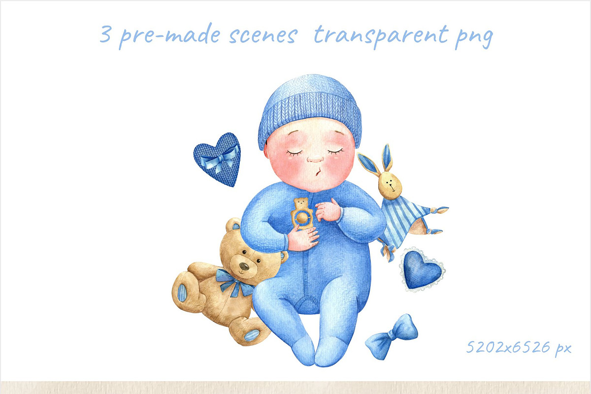 Newborn watercolor set, a Technology Illustration by Lososenok (Photo 8 of 11)