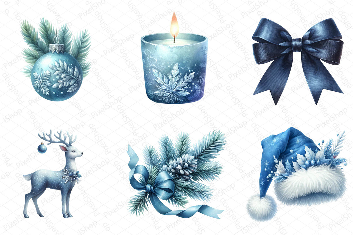 Christmas Blue Clipart PNG, an Illustration by DreamPrint404 (Photo 4 of 4)