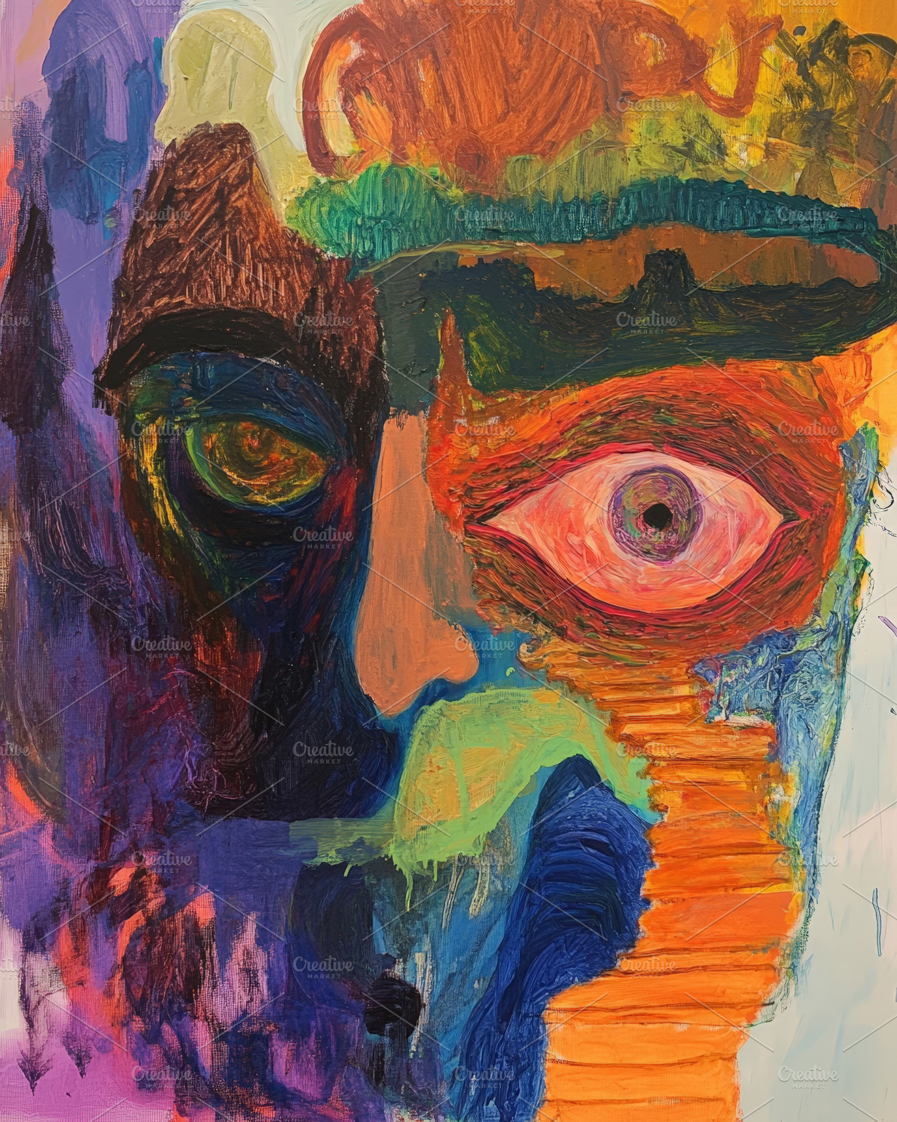 Bold abstract portrait artwork, an Abstract Photo by Hamza067