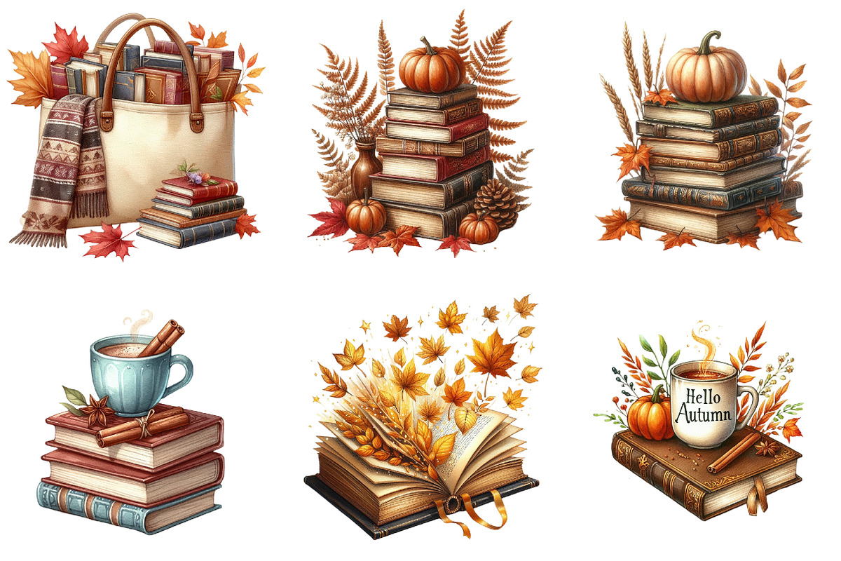 Autumn Books Sublimation Clipart Bun, an Illustration by DreamArtGraphic (Photo 4 of 4)