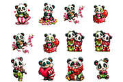 Whimsical Valentine Panda Clipart, an Illustration by DreamArtGraphic (Thumbnail 4 of 4)