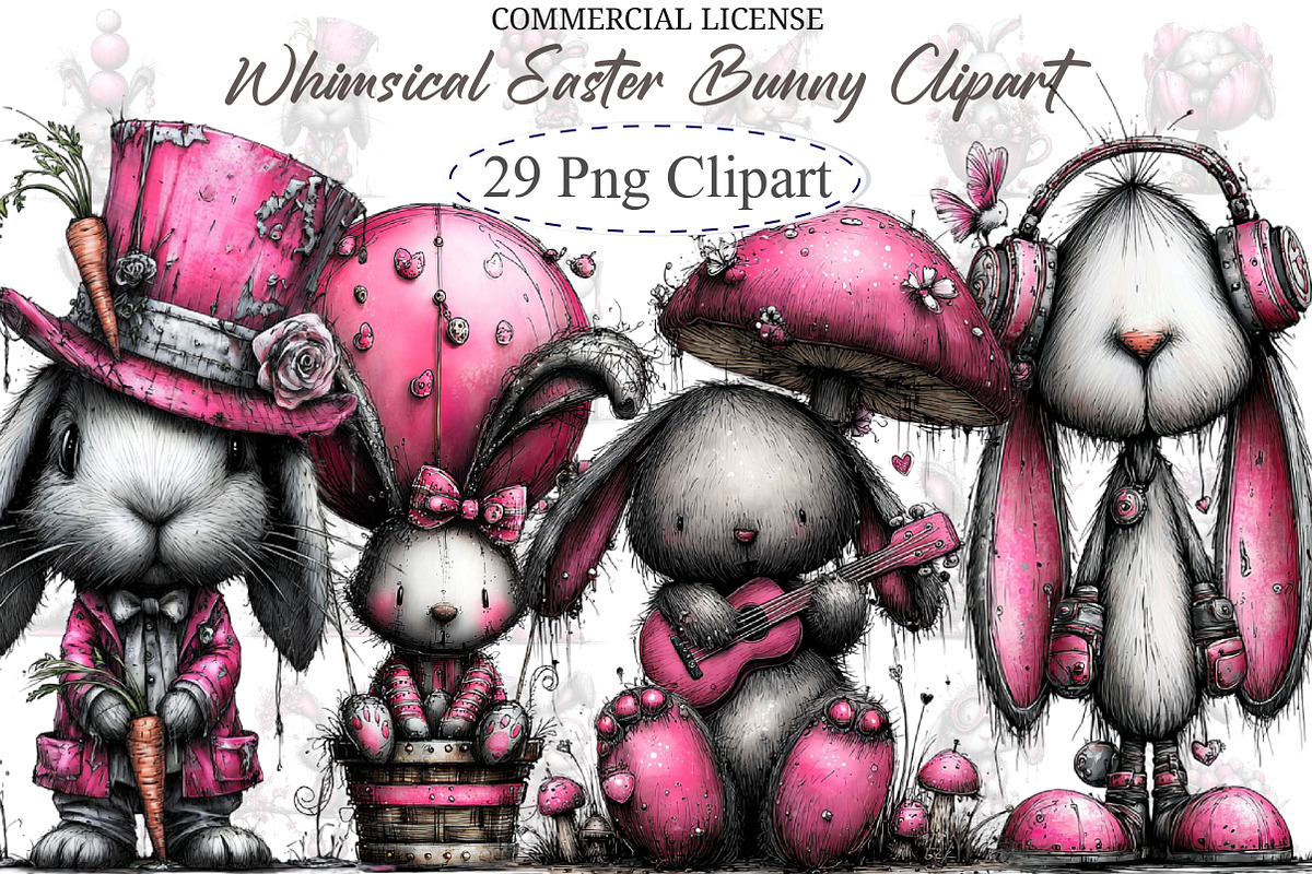 Whimsical Easter Rabbit Clipart, an Illustration by designcity5 (Photo 1 of 5)