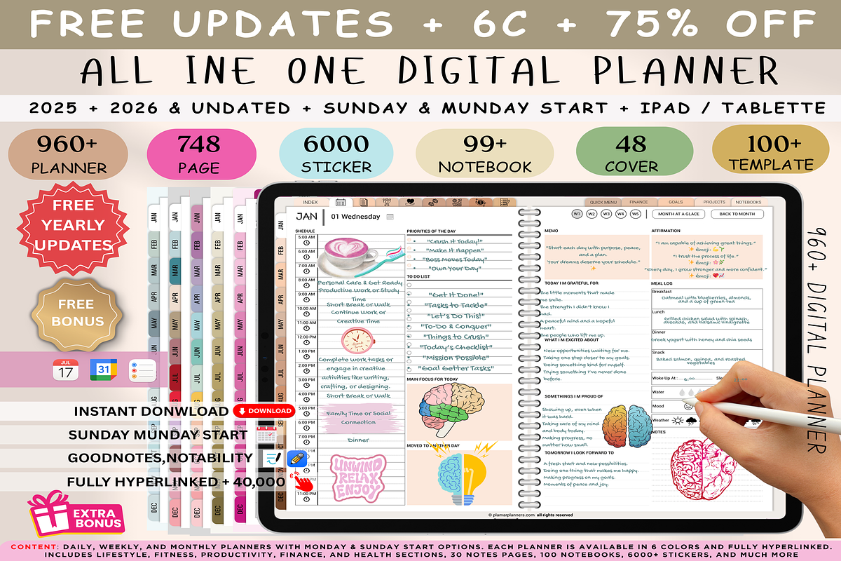 Digital planner 2025-2026 & Undated, a Templates & Theme by Plamarplanners (Photo 1 of 11)