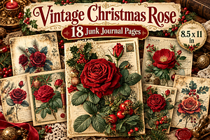 Vintage Christmas Rose Printable