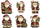 Vintage Christmas Santa Clipart, an Illustration by DreamArtGraphic (Thumbnail 4 of 4)